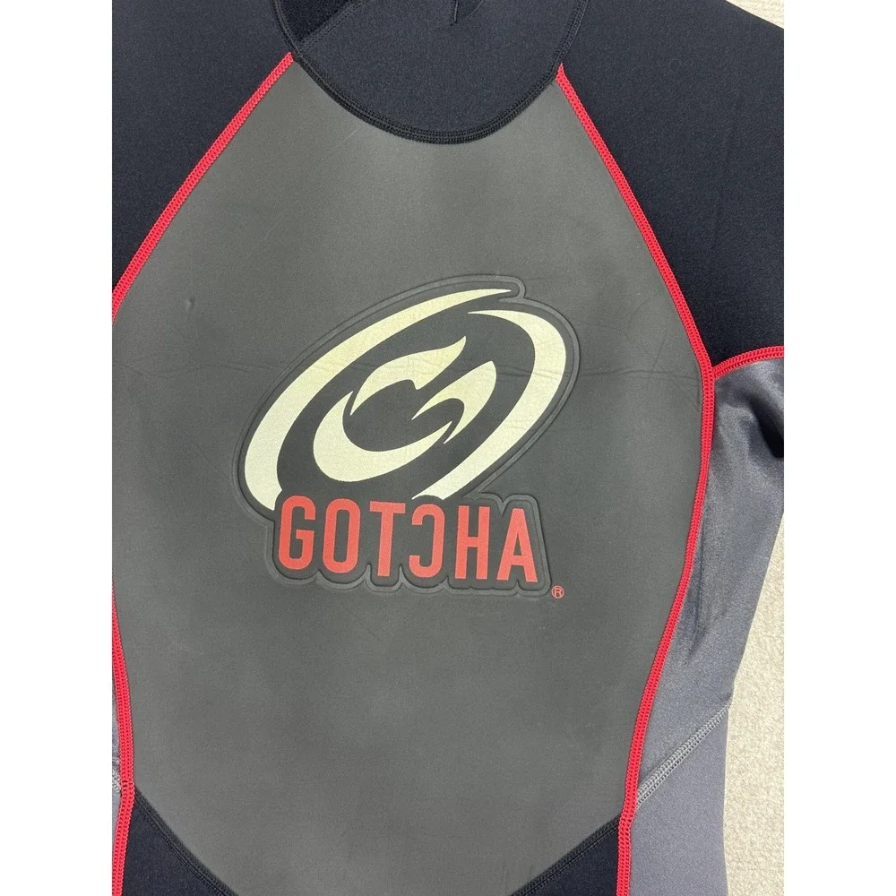 Gotcha Shorty Wetsuit Spring Suit Mens‎ Medium 2mm Neoprene Back Zip Black Red